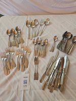 Full layout of flatware set on table