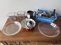 Overview of all baking items on cabinet