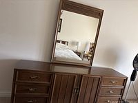 Front view of dresser with mirror attached