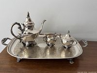 Full view of tea set on tray