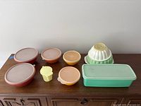 Group shot showing all seven Tupperware pieces