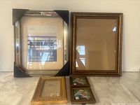 Front view of all five frames displaying finishes and sizes