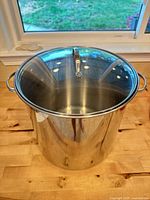 Full view of stock pot with lid in place