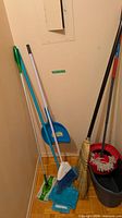 All cleaning tools standing in corner