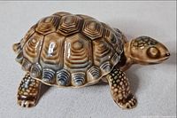 Top view of glazed porcelain turtle figurine