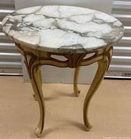 Full view of accent table front and left side