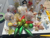 Overview of assorted ornaments on table