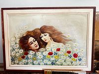 Full view of framed oil painting