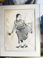 Full view of framed ink drawing