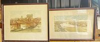 Both framed aquatints side by side showing subject matter and framing