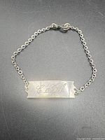 Full view of sterling silver ID bar bracelet