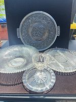 Overview of all five pressed crystal pieces