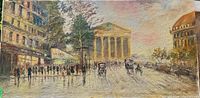 Full view of painting showing Paris street scene with L’Église de la Madeleine