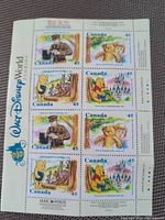Front of full 8-stamp sheet with Walt Disney World margin visible
