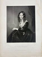 Full view of the engraved portrait print showing image, margins and right-side staining