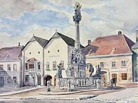 Front view of watercolour showing entire composition