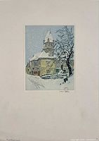 Full view of matted etching showing overall condition and signature placement