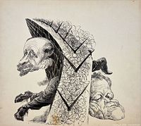 Full view of signed Ed Franklin political cartoon on paperboard
