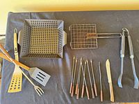 Overview of entire BBQ tool set on table
