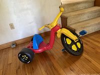 Side view of Big Wheel trike showing colors and overall condition