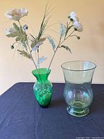 Both vases side by side showing relative size and included faux flowers