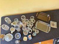 Overhead view of all glass and ceramic pieces laid out on table