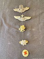 Front view of all five pins arranged vertically