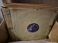 Box of 78 rpm records with Capitol sleeve visible