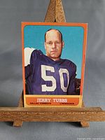 Front view of the Jerry Tubbs card on stand