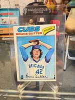 Front view of Bruce Sutter card in sleeve