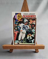 Front view of 1979 Topps Steve Largent card on easel