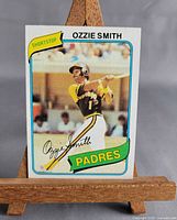 Front view showing entire 1980 Topps Ozzie Smith card