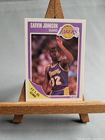 Front view of the 1988 Fleer Magic Johnson card on mini-easel
