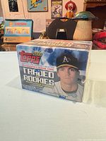 Front of factory-sealed 2000 Topps Traded and Rookies wax box showing player image and seal