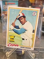 Front of Andre Dawson Topps card in stand