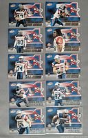 All ten 2003 Atomic Montreal Alouettes cards laid out in two columns, full lot overview