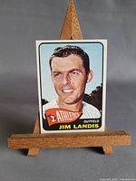 Front view of Jim Landis 1965 Topps card on easel