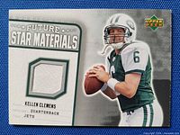 Front of Kellen Clemens memorabilia card showing white swatch and design