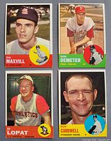Fronts of all four 1963 Topps cards