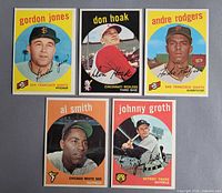 Fronts of all five 1959 Topps cards