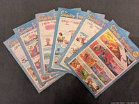 All six Calvin and Hobbes Sunday pages fanned out to show quantity and overall condition