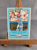 Front view of Mike Schmidt Drake's Big Hitters card on stand