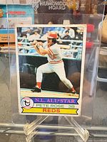 Front view of Pete Rose Topps card in holder