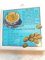 Front view of ceramic plaque showing recipe graphics and hanger