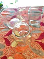 Group shot of all three clear glass containers on table