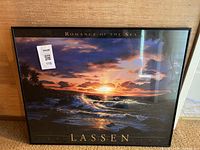 Full view of framed Chris Lassen print showing image, matting text and frame