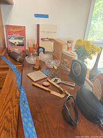 Overall view of assorted items on shelf