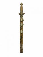 Full view of miniature Jian sword in scabbard