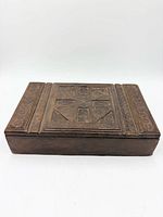 Top view of carved wooden box