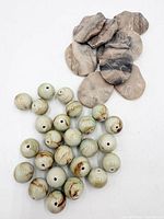 Overview showing round beads and flat oval beads